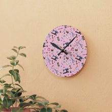 Sewing Elements Pink Acrylic Wall Clock