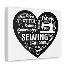 Black Sewing Word Cloud - Canvas Gallery Wraps