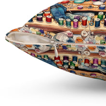 Watercolor Sewing Supplies 3 Spun Polyester Square Pillow