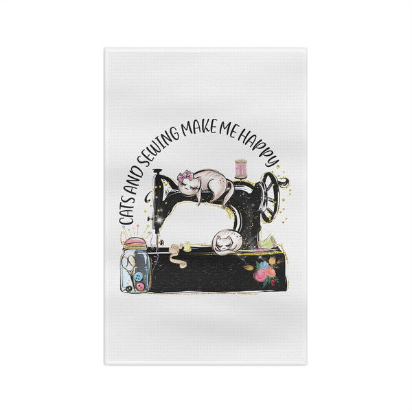 Cats and Sewing Microfiber Tea Towel