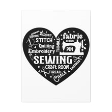 Black Sewing Word Cloud - Canvas Gallery Wraps