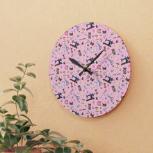 Sewing Elements Pink Acrylic Wall Clock