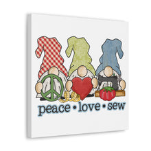 Peace, Love, Sew Gnomes - Canvas Gallery Wraps - White