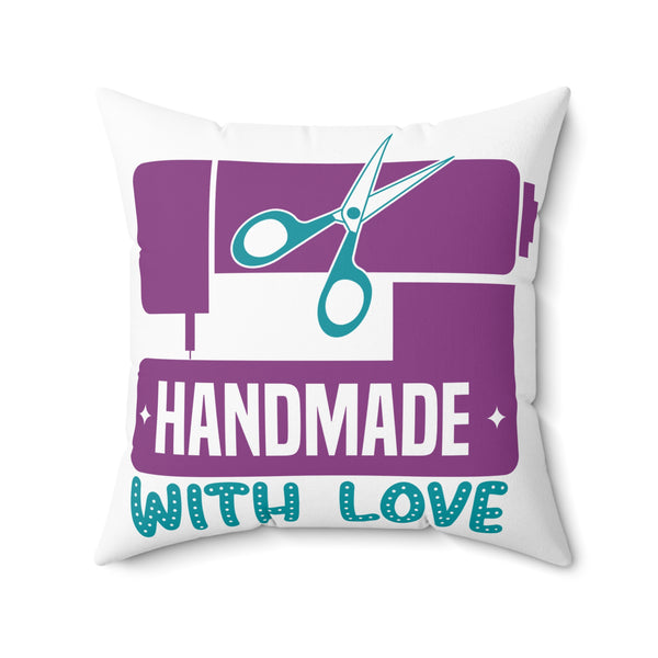 Handmade with Love Spun Polyester Square Pillow