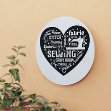 Black Sewing Word Cloud Acrylic Wall Clock