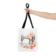 Blue Floral Sewing Machine Tote Bag