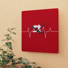 Sewing Machine Heart Beat Acrylic Wall Clock - Red