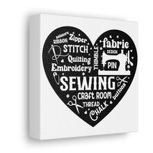 Black Sewing Word Cloud - Canvas Gallery Wraps