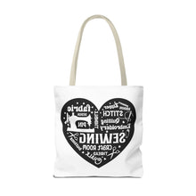 Black Sewing Word Cloud Tote Bag