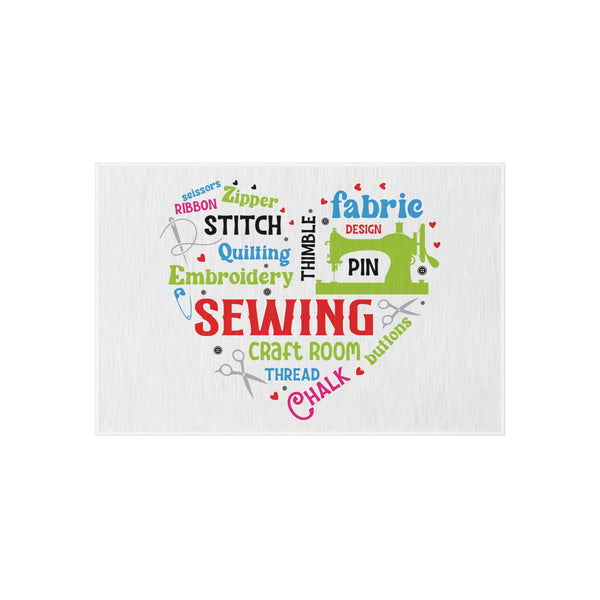 Colorful Sewing Word Cloud Outdoor Rug