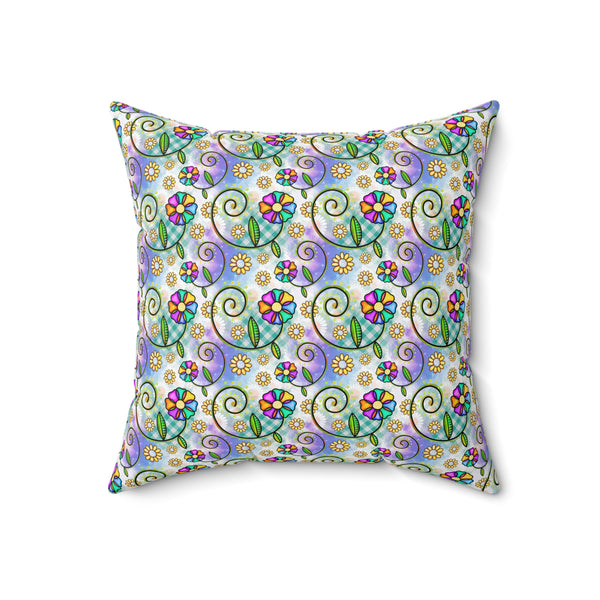 Floral Collage Pattern 1 Spun Polyester Square Pillow