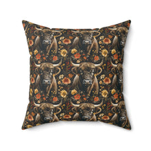 Vintage Highland Cow Pattern 2 Spun Polyester Square Pillow