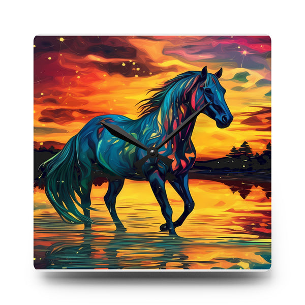 Colorful Modern Horse Acrylic Wall Clock