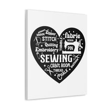 Black Sewing Word Cloud - Canvas Gallery Wraps