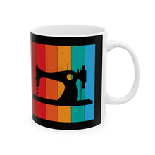 Retro Sewing Machine Ceramic Mug, (11oz, 15oz) - Black