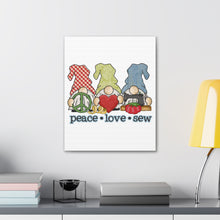 Peace, Love, Sew Gnomes - Canvas Gallery Wraps - White