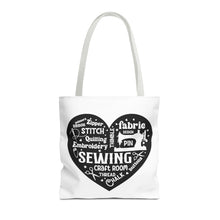 Black Sewing Word Cloud Tote Bag