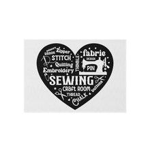 Black Sewing Word Cloud Outdoor Rug