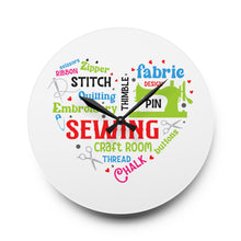Colorful Sewing Word Cloud Acrylic Wall Clock