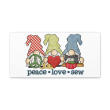 Peace, Love, Sew Gnomes - Canvas Gallery Wraps - White