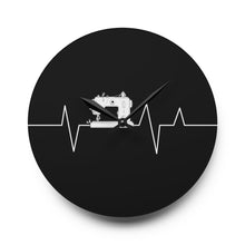 Sewing Machine Heart Beat Acrylic Wall Clock - Black
