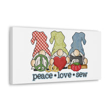 Peace, Love, Sew Gnomes - Canvas Gallery Wraps - White