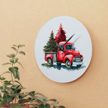 Watercolor Christmas Truck Acrylic Wall Clock - White