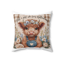 Loves Highland Cows Spun Polyester Square Pillow