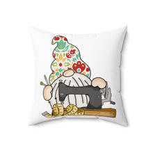 Gnome & Sewing Machine 1 Spun Polyester Square Pillow