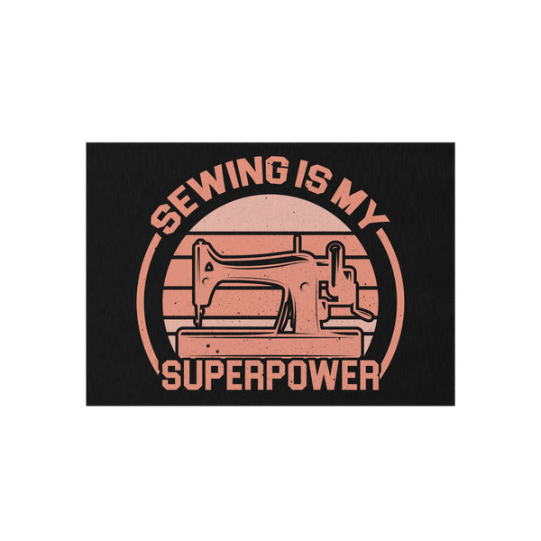 Sewing Is My Superpower Outdoor Rug - Black