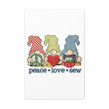 Peace, Love, Sew Gnomes - Canvas Gallery Wraps - White