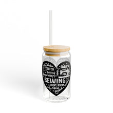 Black Sewing Word Cloud Sipper Glass, 16oz