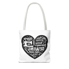 Black Sewing Word Cloud Tote Bag