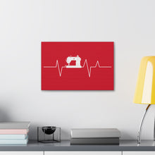 Sewing Machine Heart Beat - Red - Canvas Gallery Wraps