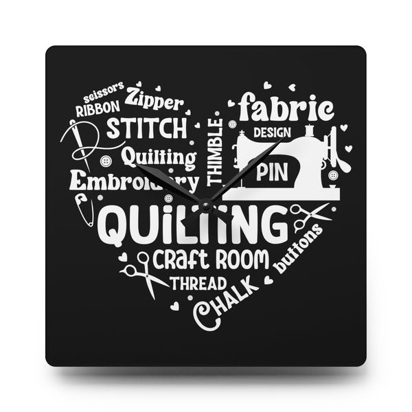 Quilting Word Cloud Acrylic Wall Clock