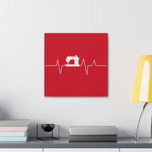 Sewing Machine Heart Beat - Red - Canvas Gallery Wraps