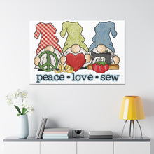 Peace, Love, Sew Gnomes - Canvas Gallery Wraps - White