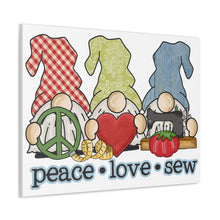 Peace, Love, Sew Gnomes - Canvas Gallery Wraps - White