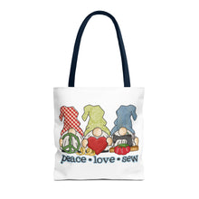 Peace, Love, Sew Gnomes Tote Bag