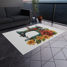 Vintage Floral Sewing Machine Outdoor Rug