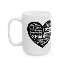 Black Sewing Word Cloud Ceramic Mug, (11oz, 15oz)