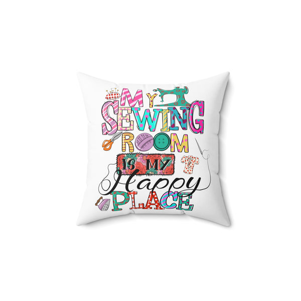 My Sewing Room Spun Polyester Square Pillow - White