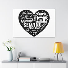 Black Sewing Word Cloud - Canvas Gallery Wraps