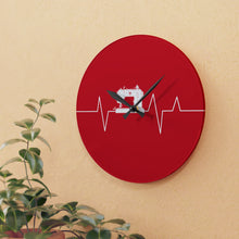 Sewing Machine Heart Beat Acrylic Wall Clock - Red