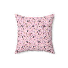 Sewing Elements Pink Spun Polyester Square Pillow - White