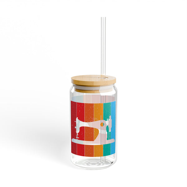 Retro Sewing Machine Sipper Glass, 16oz