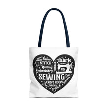 Black Sewing Word Cloud Tote Bag