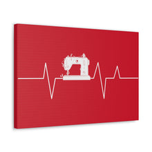 Sewing Machine Heart Beat - Red - Canvas Gallery Wraps