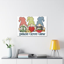 Peace, Love, Sew Gnomes - Canvas Gallery Wraps - White