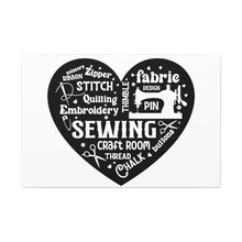 Black Sewing Word Cloud - Canvas Gallery Wraps